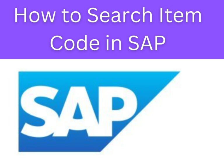 How to Search Item Code in SAP